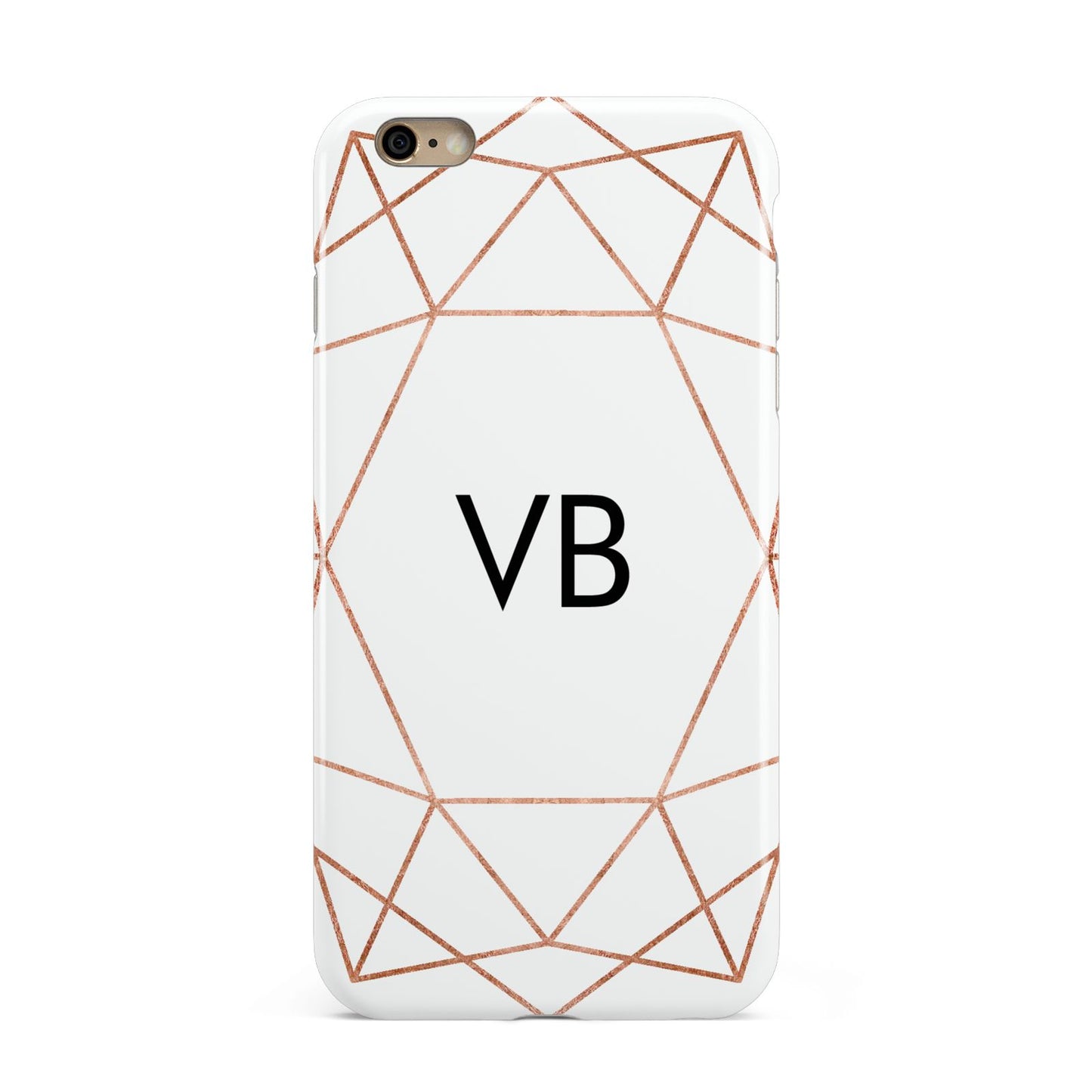 Personalised White Rose Gold Initials Geometric Apple iPhone 6 Plus 3D Tough Case