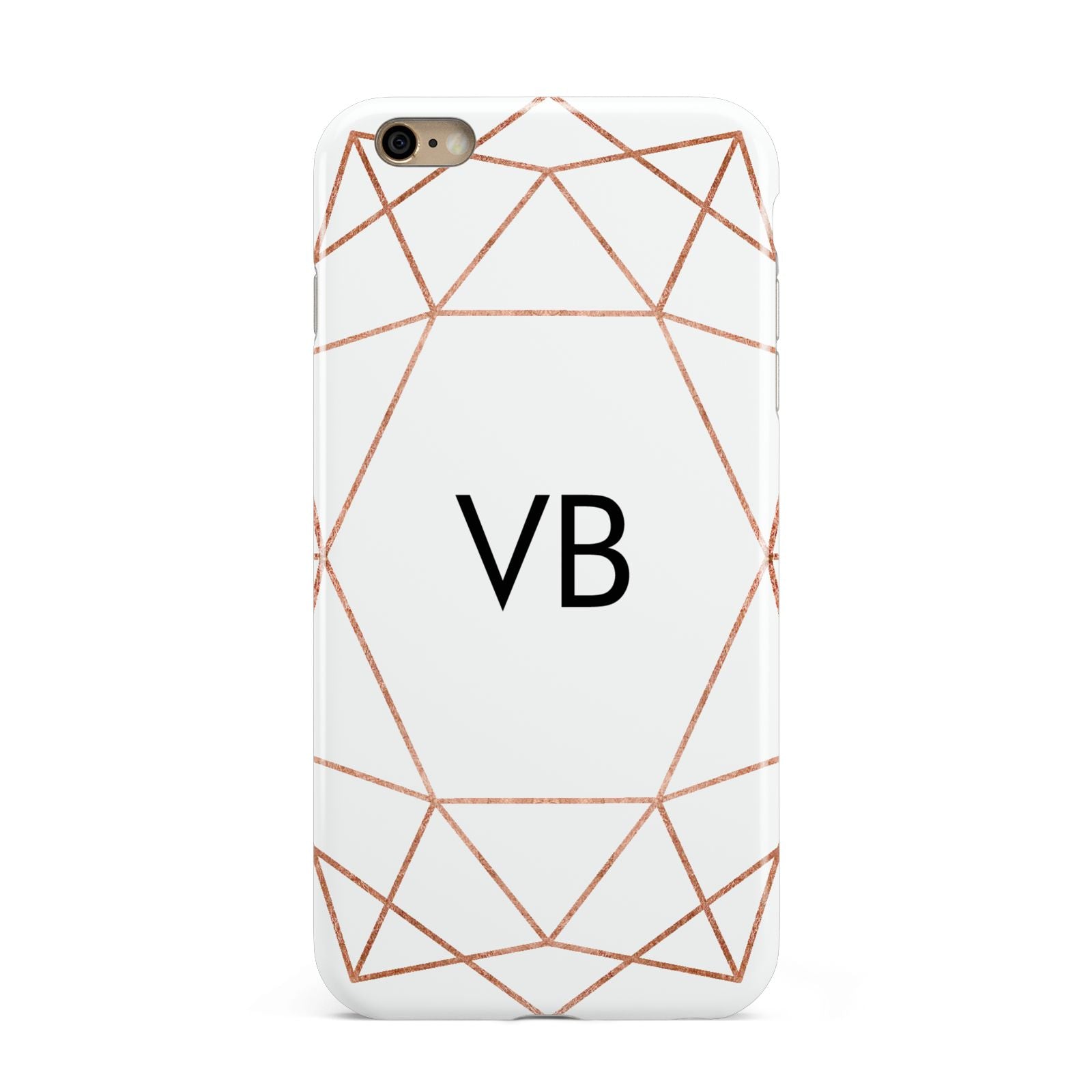 Personalised White Rose Gold Initials Geometric Apple iPhone 6 Plus 3D Tough Case
