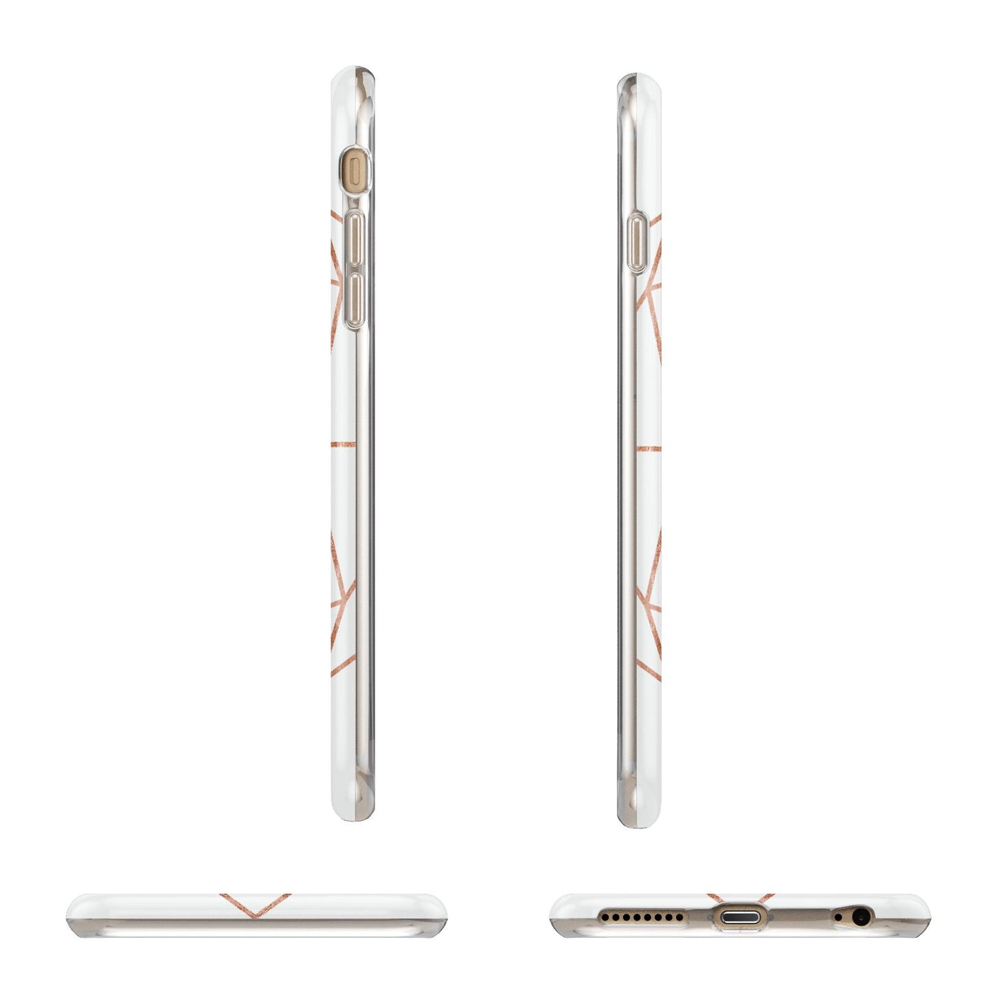 Personalised White Rose Gold Initials Geometric Apple iPhone 6 Plus 3D Wrap Tough Case Alternative Image Angles
