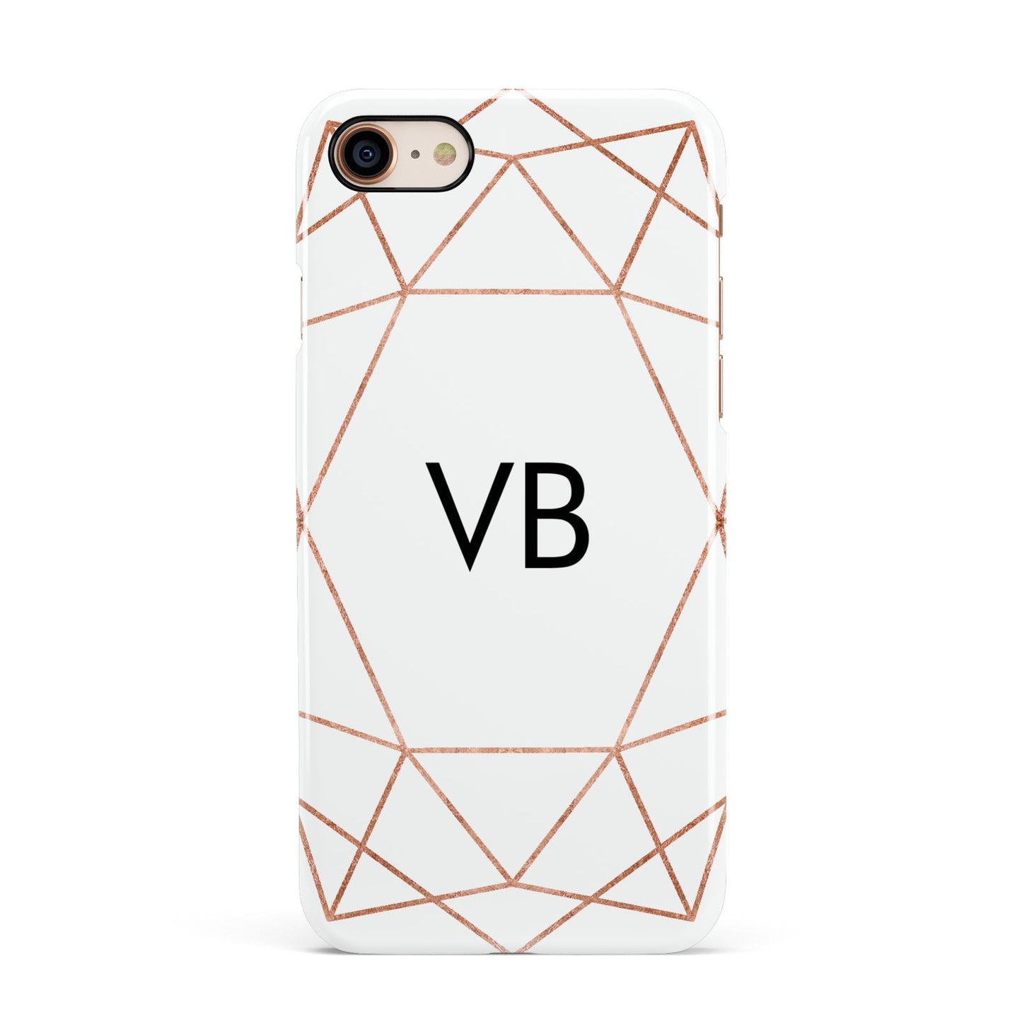 Personalised White Rose Gold Initials Geometric Apple iPhone 7 8 3D Snap Case
