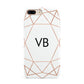 Personalised White Rose Gold Initials Geometric Apple iPhone 7 8 Plus 3D Tough Case
