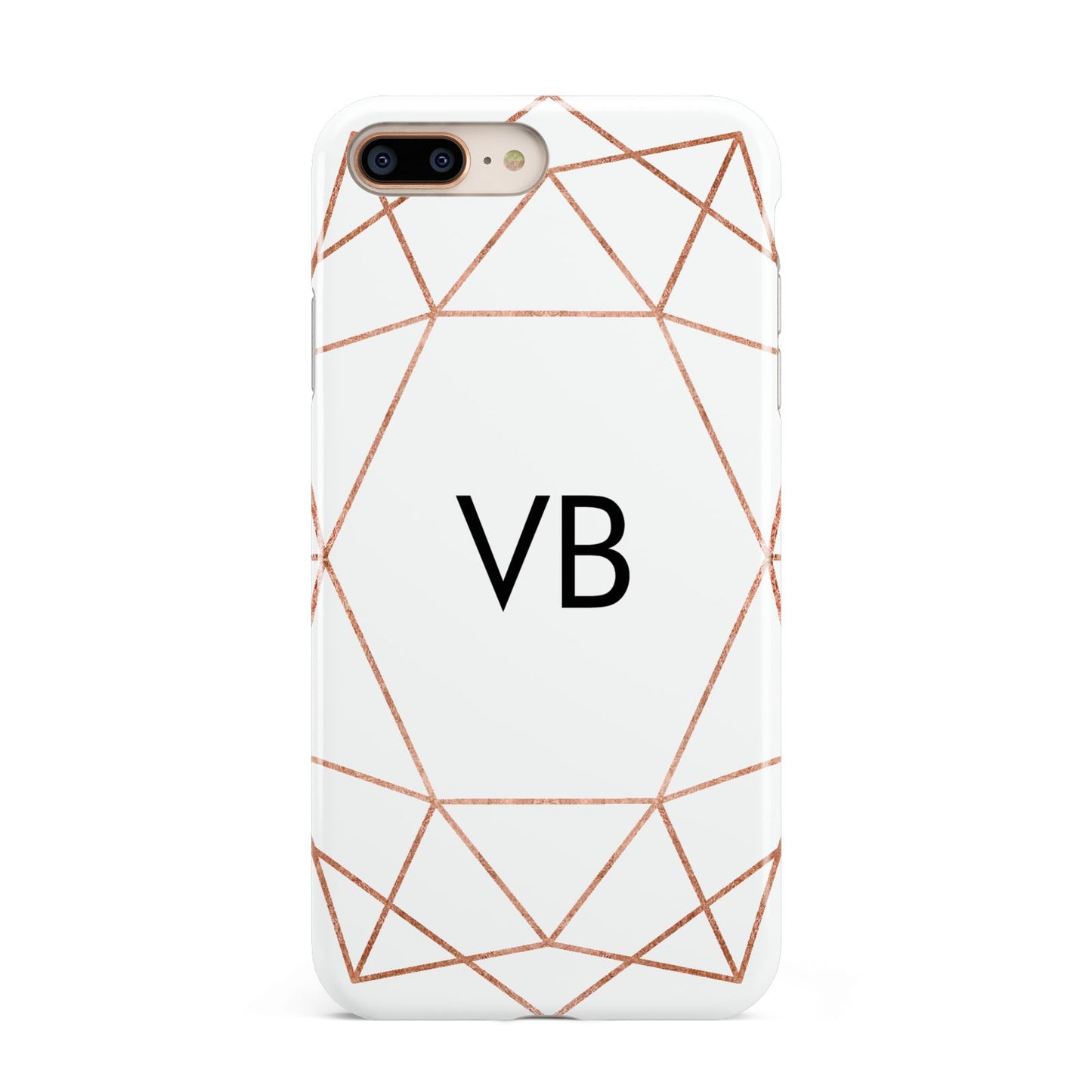 Personalised White Rose Gold Initials Geometric Apple iPhone 7 8 Plus 3D Tough Case