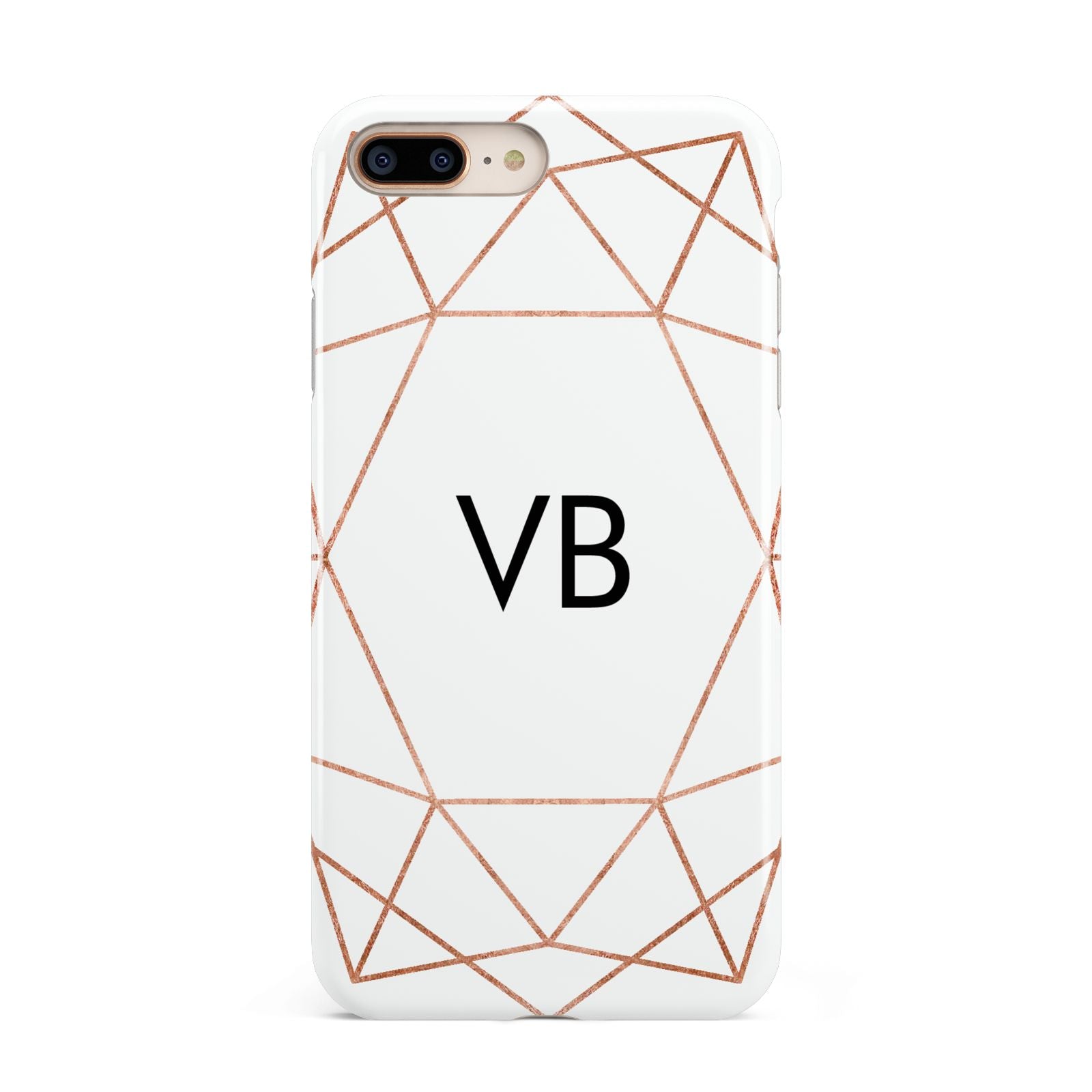 Personalised White Rose Gold Initials Geometric Apple iPhone 7 8 Plus 3D Tough Case