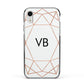 Personalised White Rose Gold Initials Geometric Apple iPhone XR Impact Case Black Edge on Silver Phone