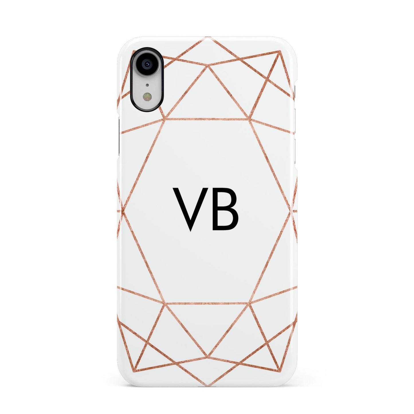 Personalised White Rose Gold Initials Geometric Apple iPhone XR White 3D Snap Case