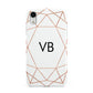 Personalised White Rose Gold Initials Geometric Apple iPhone XR White 3D Tough Case