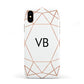 Personalised White Rose Gold Initials Geometric Apple iPhone XS 3D Tough