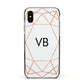 Personalised White Rose Gold Initials Geometric Apple iPhone Xs Impact Case Black Edge on Gold Phone