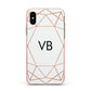 Personalised White Rose Gold Initials Geometric Apple iPhone Xs Impact Case Pink Edge on Gold Phone