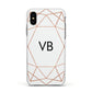 Personalised White Rose Gold Initials Geometric Apple iPhone Xs Impact Case White Edge on Black Phone