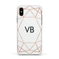 Personalised White Rose Gold Initials Geometric Apple iPhone Xs Impact Case White Edge on Gold Phone