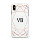 Personalised White Rose Gold Initials Geometric Apple iPhone Xs Max Impact Case White Edge on Black Phone