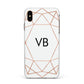 Personalised White Rose Gold Initials Geometric Apple iPhone Xs Max Impact Case White Edge on Gold Phone
