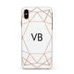 Personalised White Rose Gold Initials Geometric Apple iPhone Xs Max Impact Case White Edge on Gold Phone
