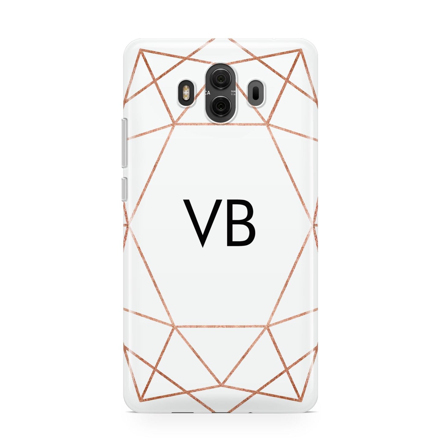 Personalised White Rose Gold Initials Geometric Huawei Mate 10 Protective Phone Case