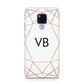 Personalised White Rose Gold Initials Geometric Huawei Mate 20X Phone Case