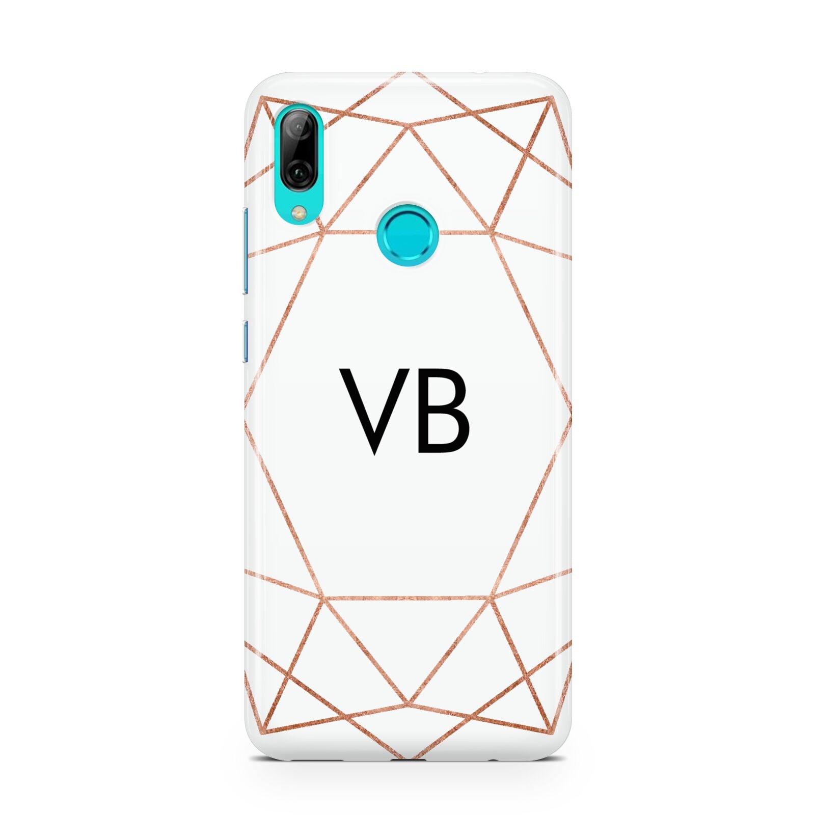 Personalised White Rose Gold Initials Geometric Huawei P Smart 2019 Case