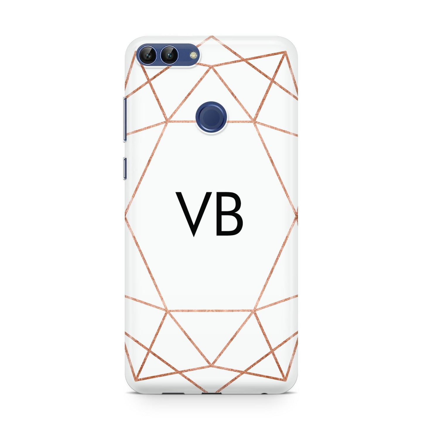 Personalised White Rose Gold Initials Geometric Huawei P Smart Case