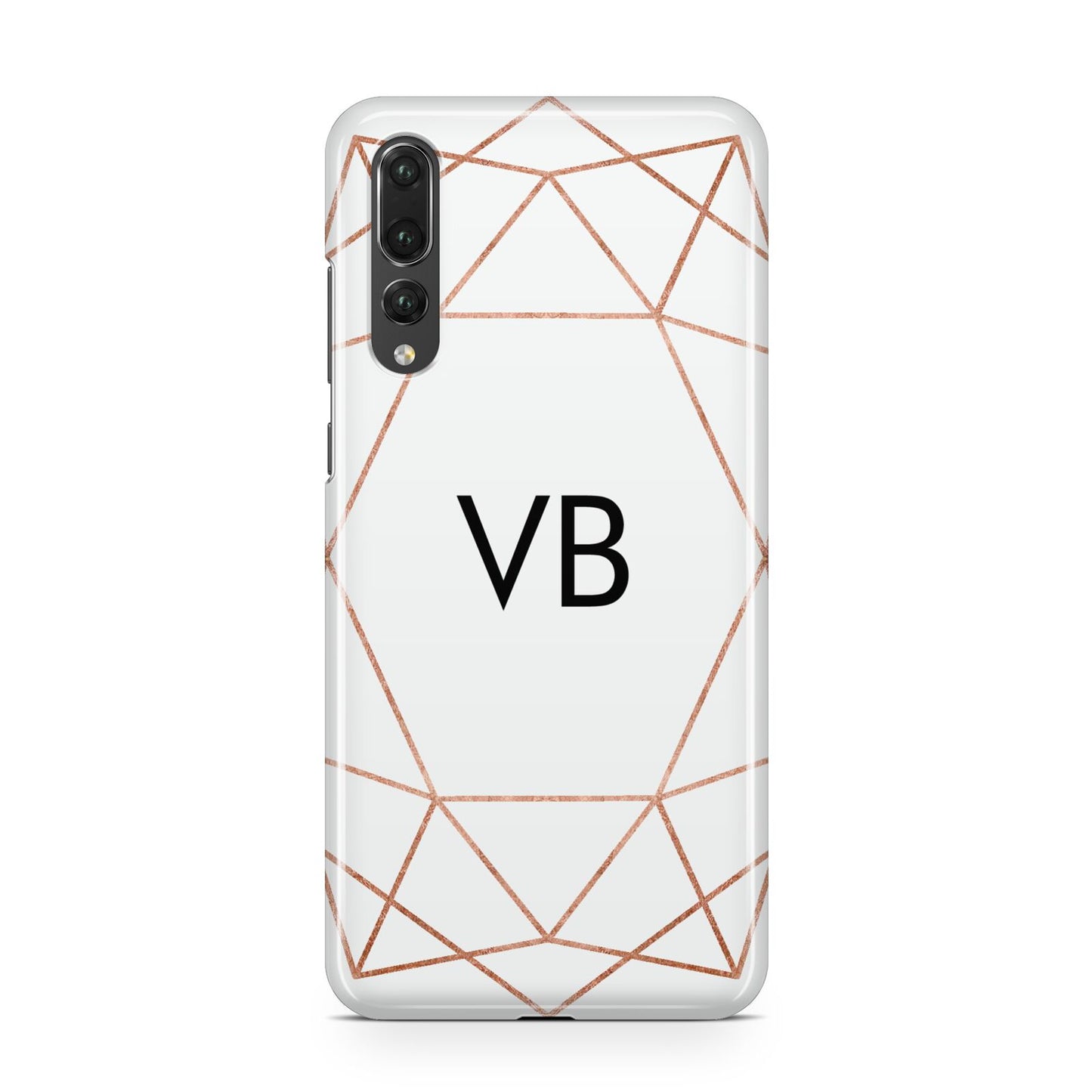 Personalised White Rose Gold Initials Geometric Huawei P20 Pro Phone Case