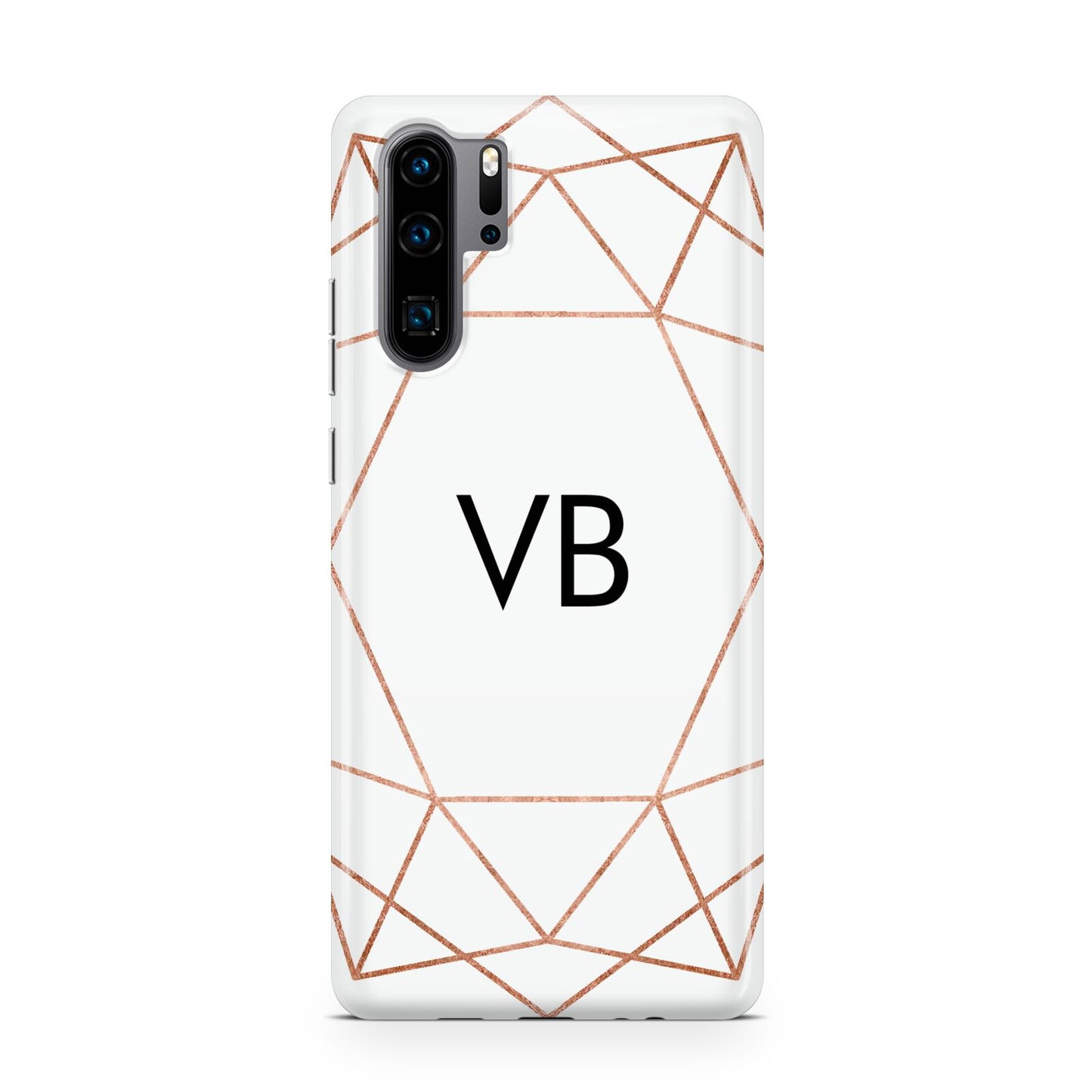Personalised White Rose Gold Initials Geometric Huawei P30 Pro Phone Case
