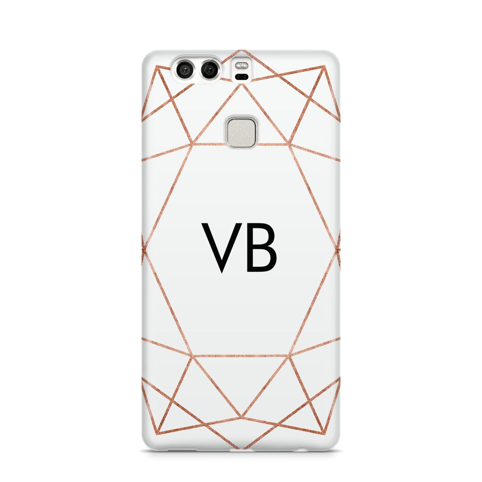 Personalised White Rose Gold Initials Geometric Huawei P9 Case
