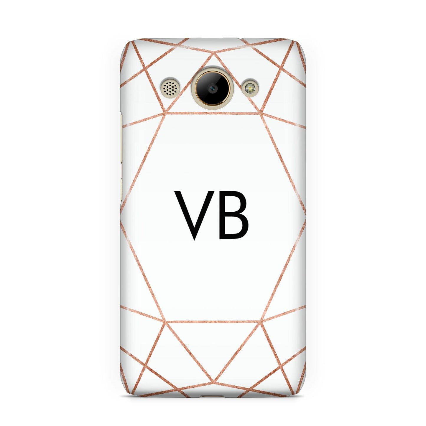 Personalised White Rose Gold Initials Geometric Huawei Y3 2017