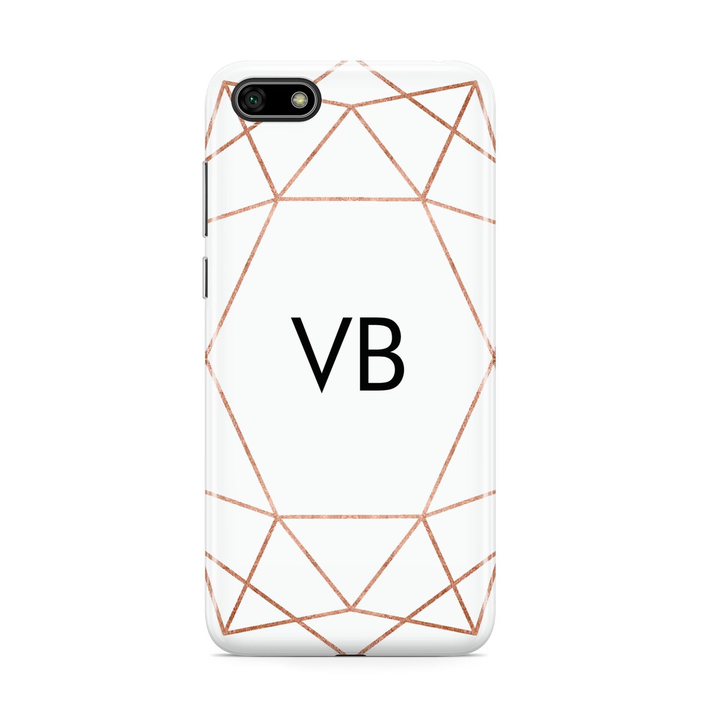 Personalised White Rose Gold Initials Geometric Huawei Y5 Prime 2018 Phone Case