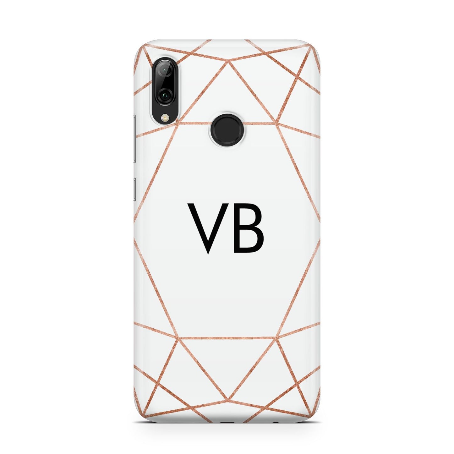 Personalised White Rose Gold Initials Geometric Huawei Y7 2019