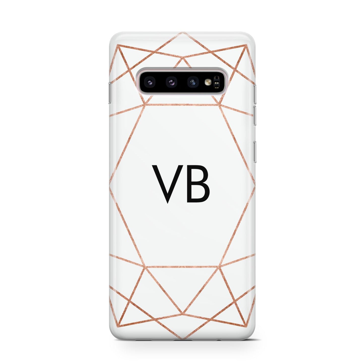 Personalised White Rose Gold Initials Geometric Protective Samsung Galaxy Case