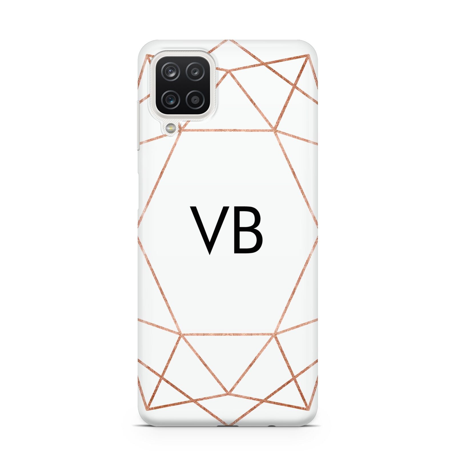 Personalised White Rose Gold Initials Geometric Samsung A12 Case