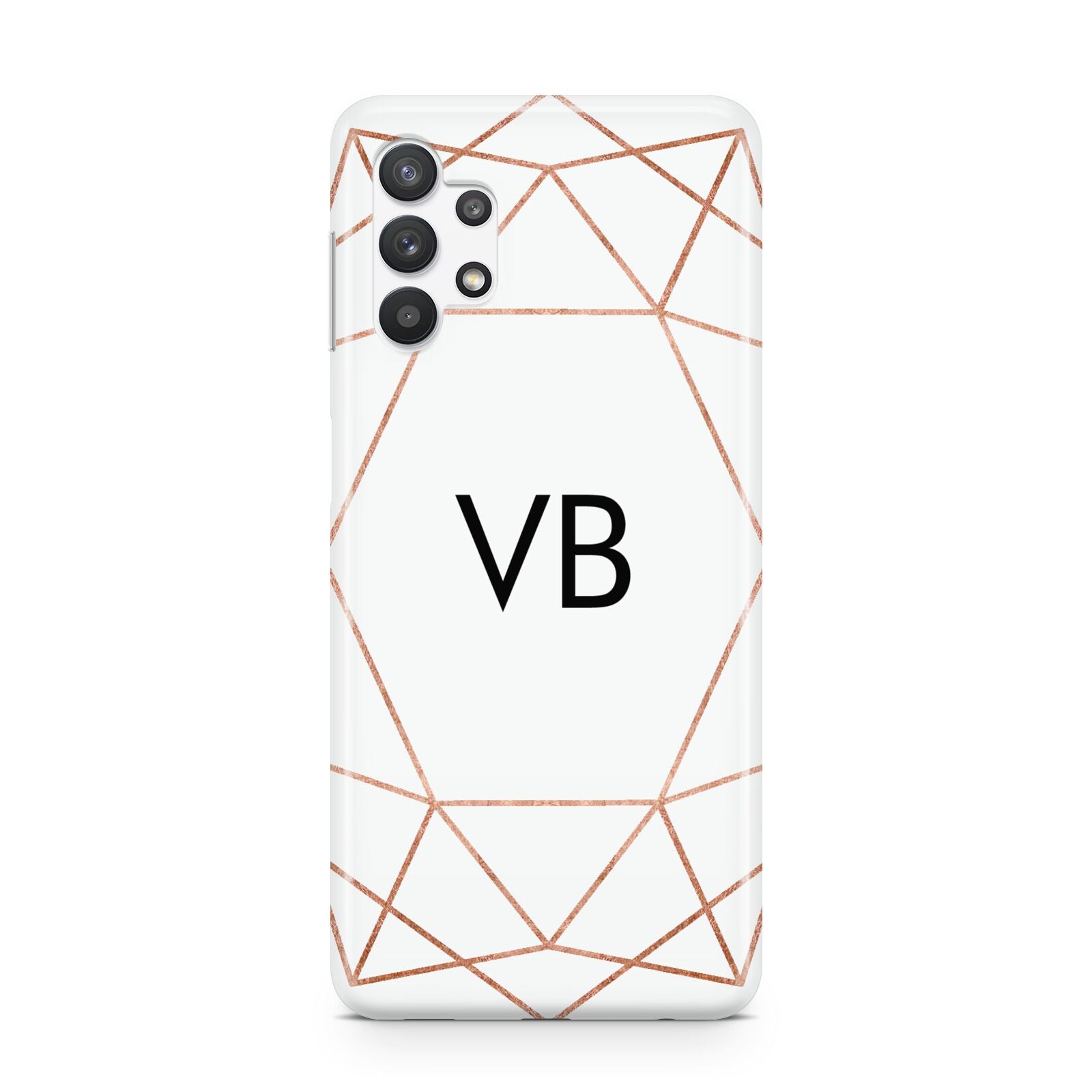 Personalised White Rose Gold Initials Geometric Samsung A32 5G Case