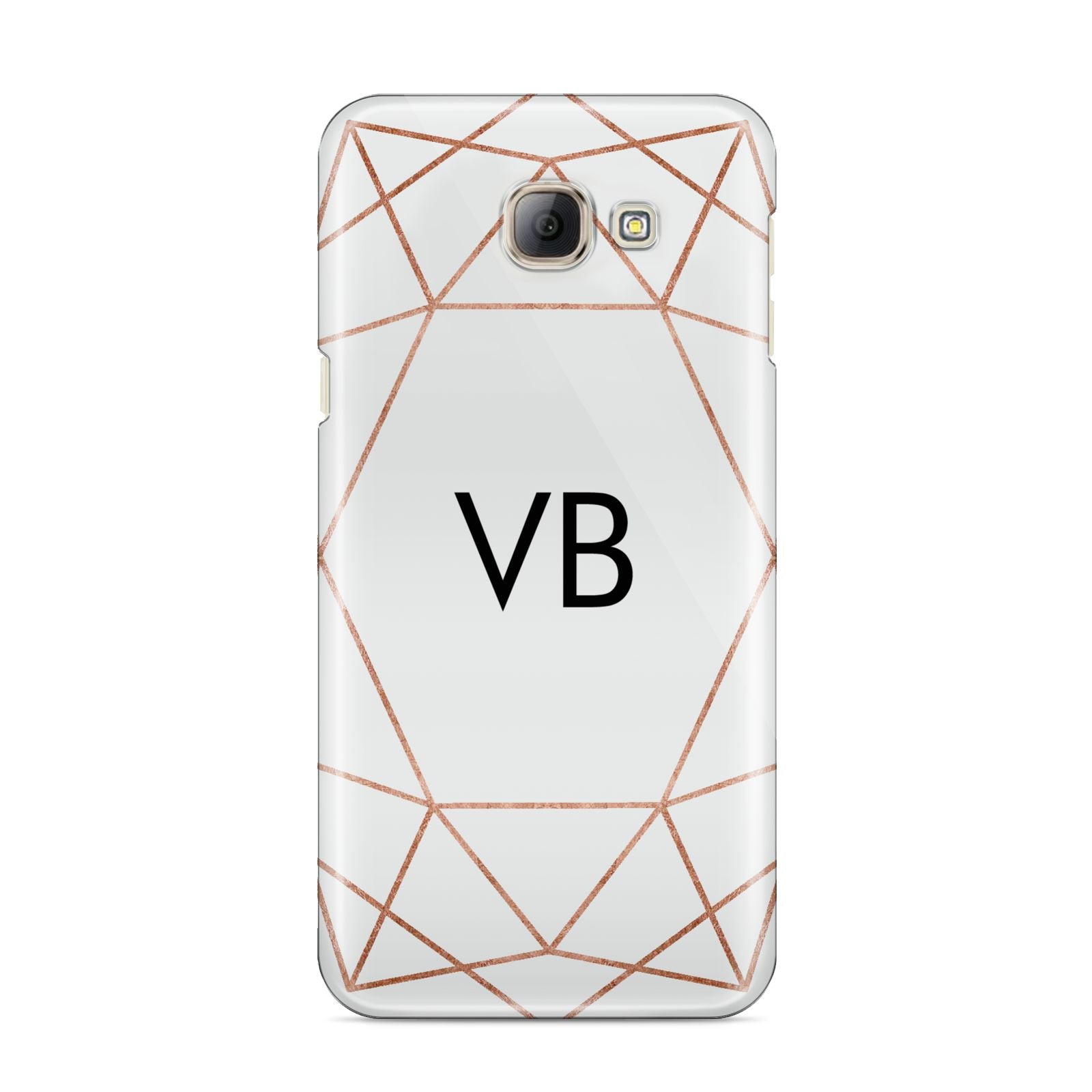 Personalised White Rose Gold Initials Geometric Samsung Galaxy A8 2016 Case