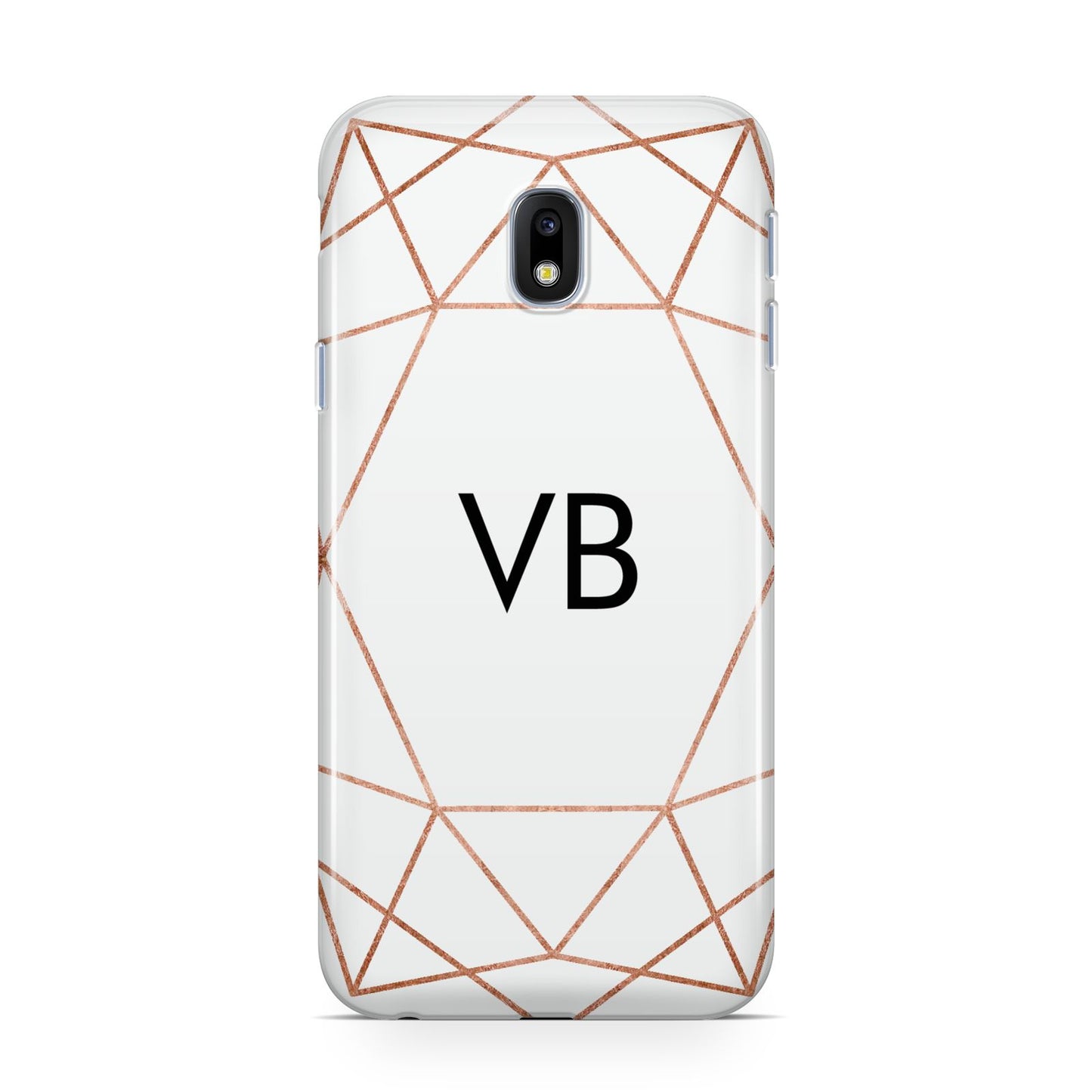 Personalised White Rose Gold Initials Geometric Samsung Galaxy J3 2017 Case