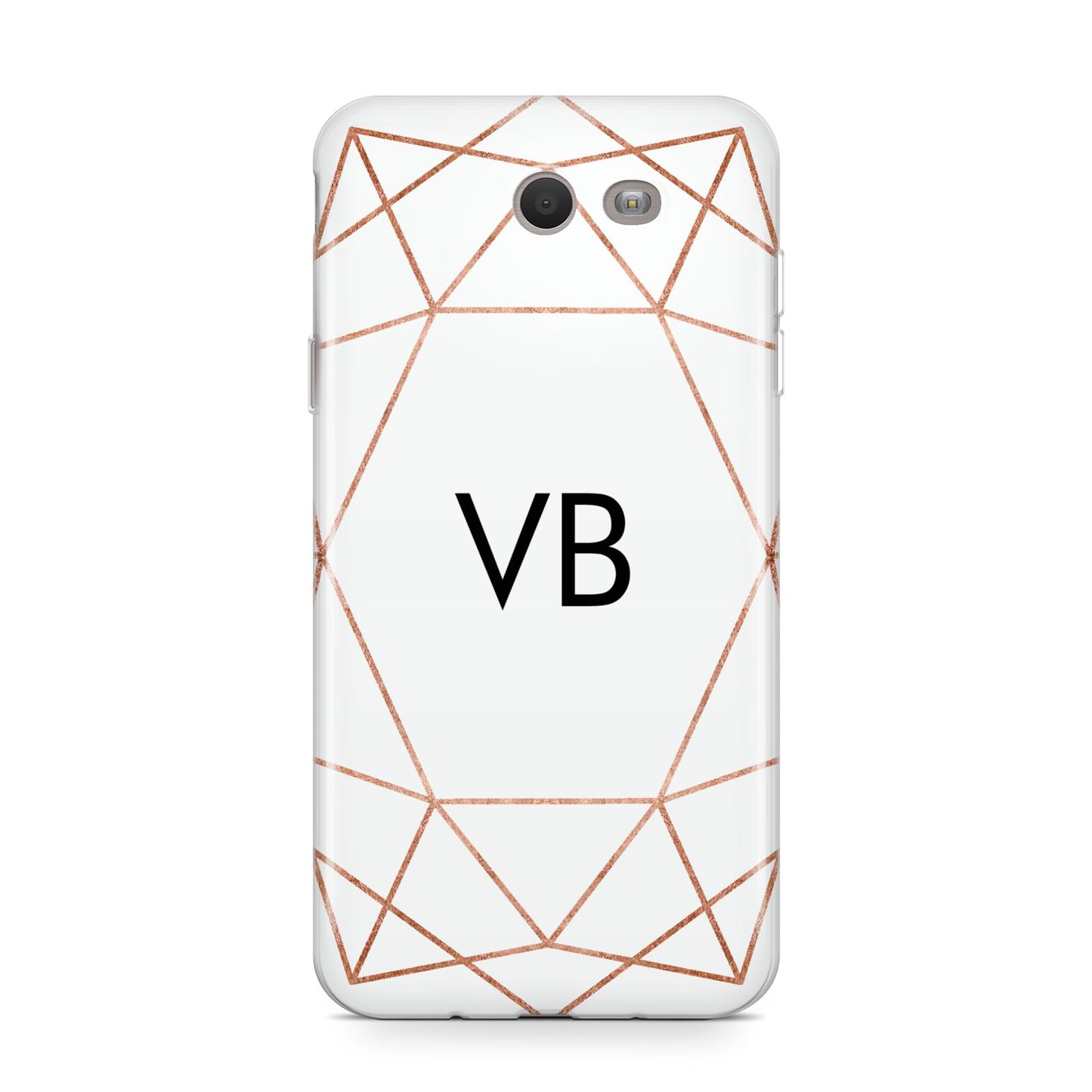Personalised White Rose Gold Initials Geometric Samsung Galaxy J7 2017 Case