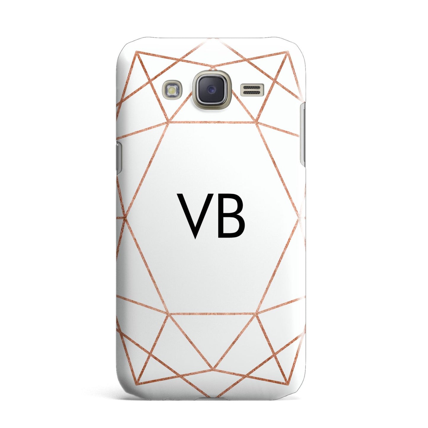 Personalised White Rose Gold Initials Geometric Samsung Galaxy J7 Case