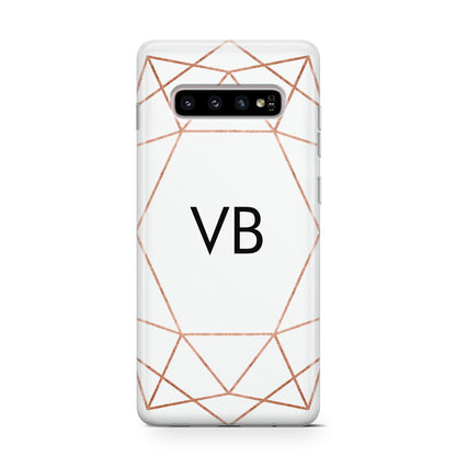 Personalised White Rose Gold Initials Geometric Samsung Galaxy S10 Case