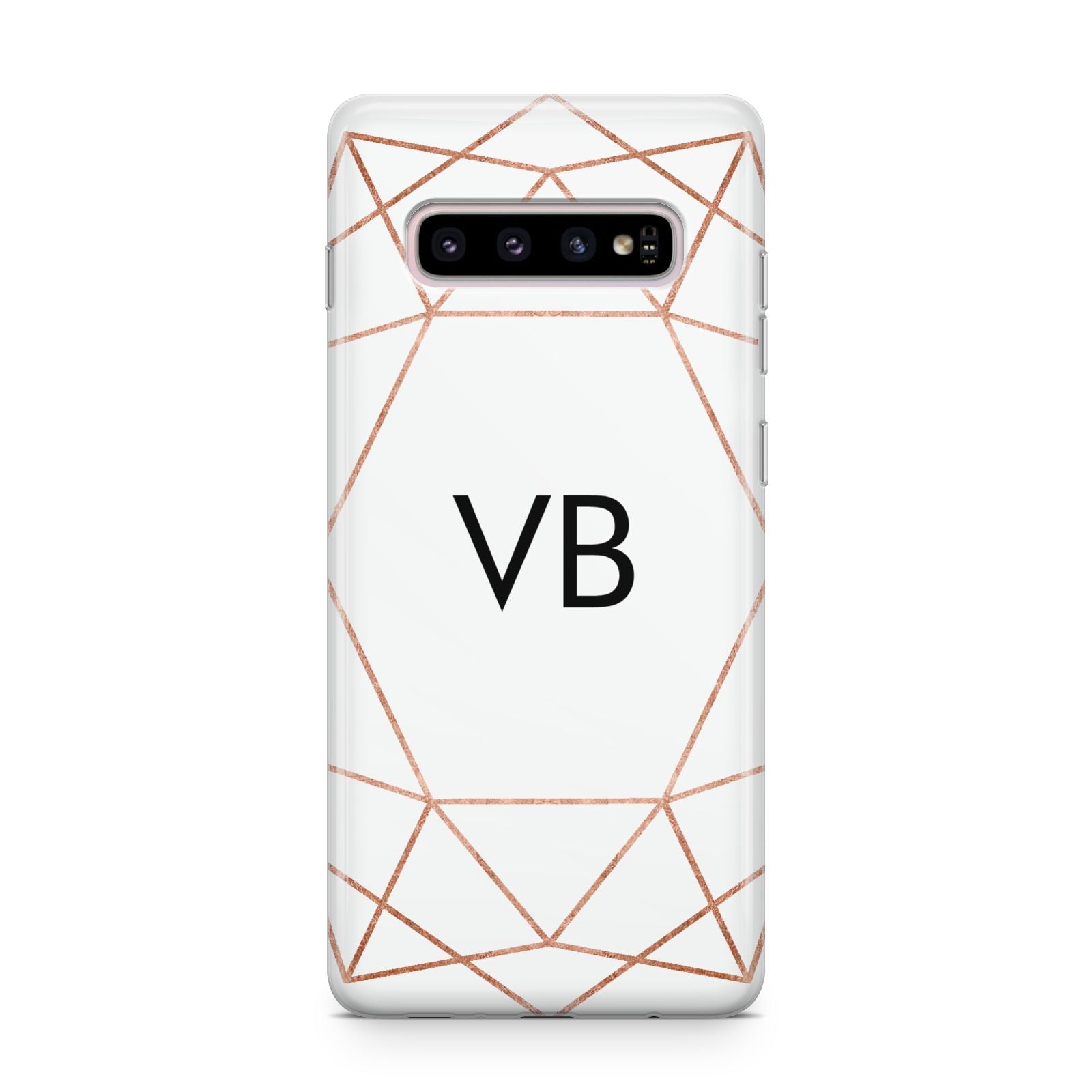 Personalised White Rose Gold Initials Geometric Samsung Galaxy S10 Plus Case