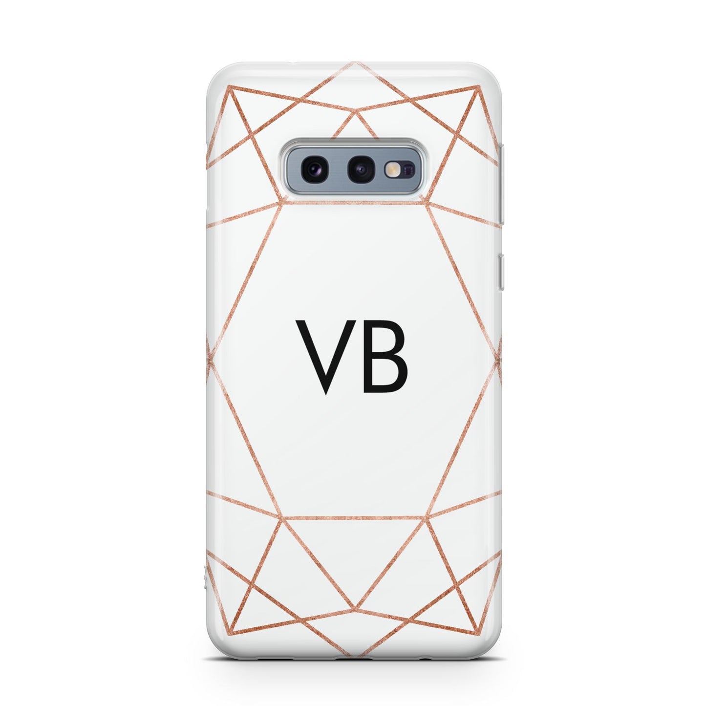 Personalised White Rose Gold Initials Geometric Samsung Galaxy S10E Case