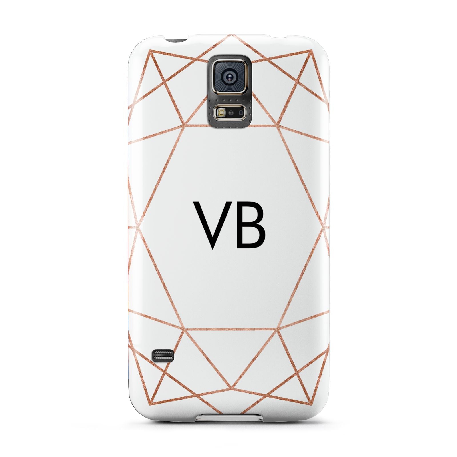 Personalised White Rose Gold Initials Geometric Samsung Galaxy S5 Case