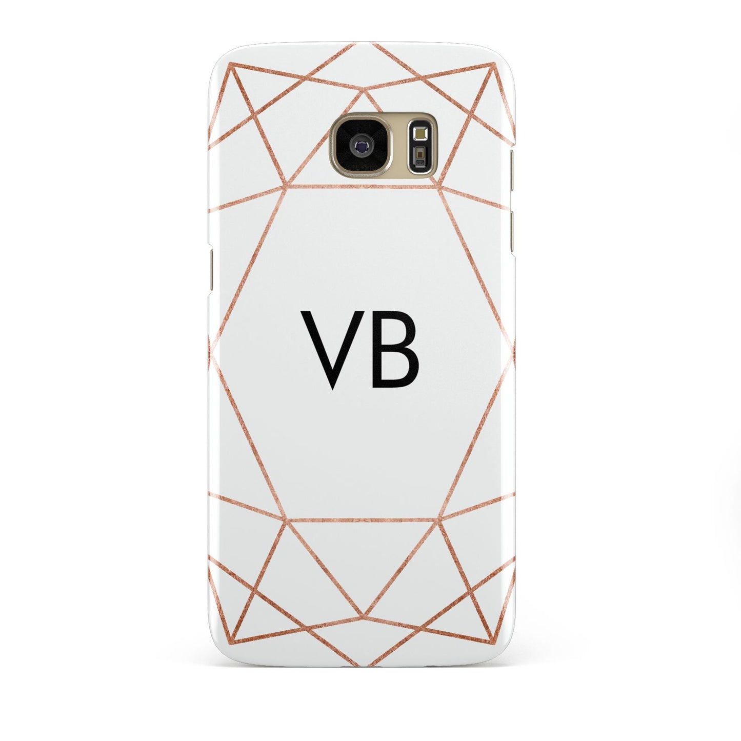 Personalised White Rose Gold Initials Geometric Samsung Galaxy S7 Edge Case