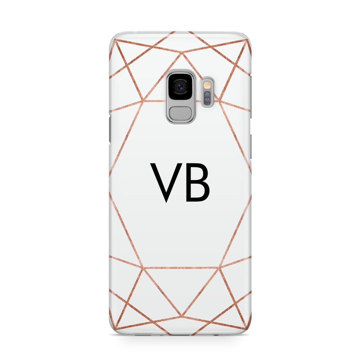 Personalised White Rose Gold Initials Geometric Samsung Galaxy S9 Case