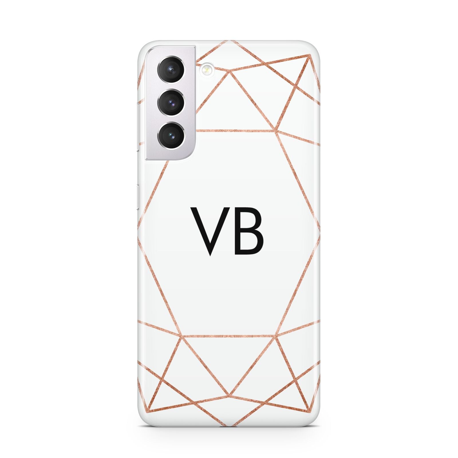 Personalised White Rose Gold Initials Geometric Samsung S21 Case