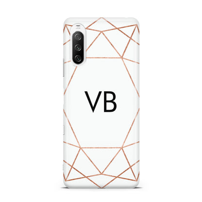 Personalised White Rose Gold Initials Geometric Sony Xperia 10 III Case