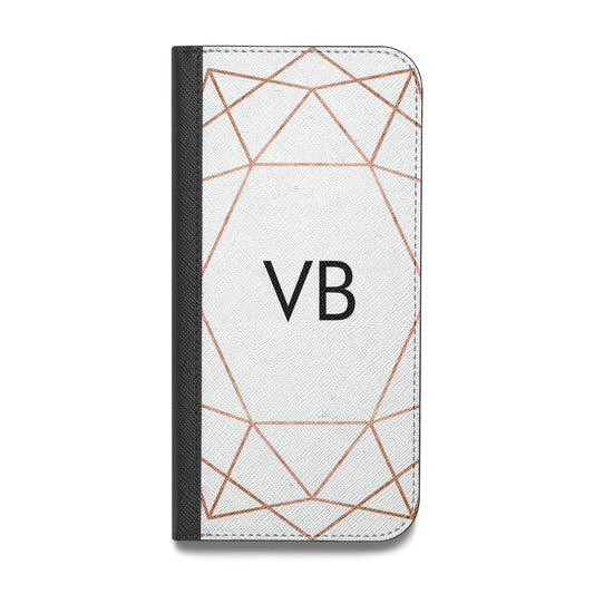 Personalised White Rose Gold Initials Geometric Vegan Leather Flip iPhone Case