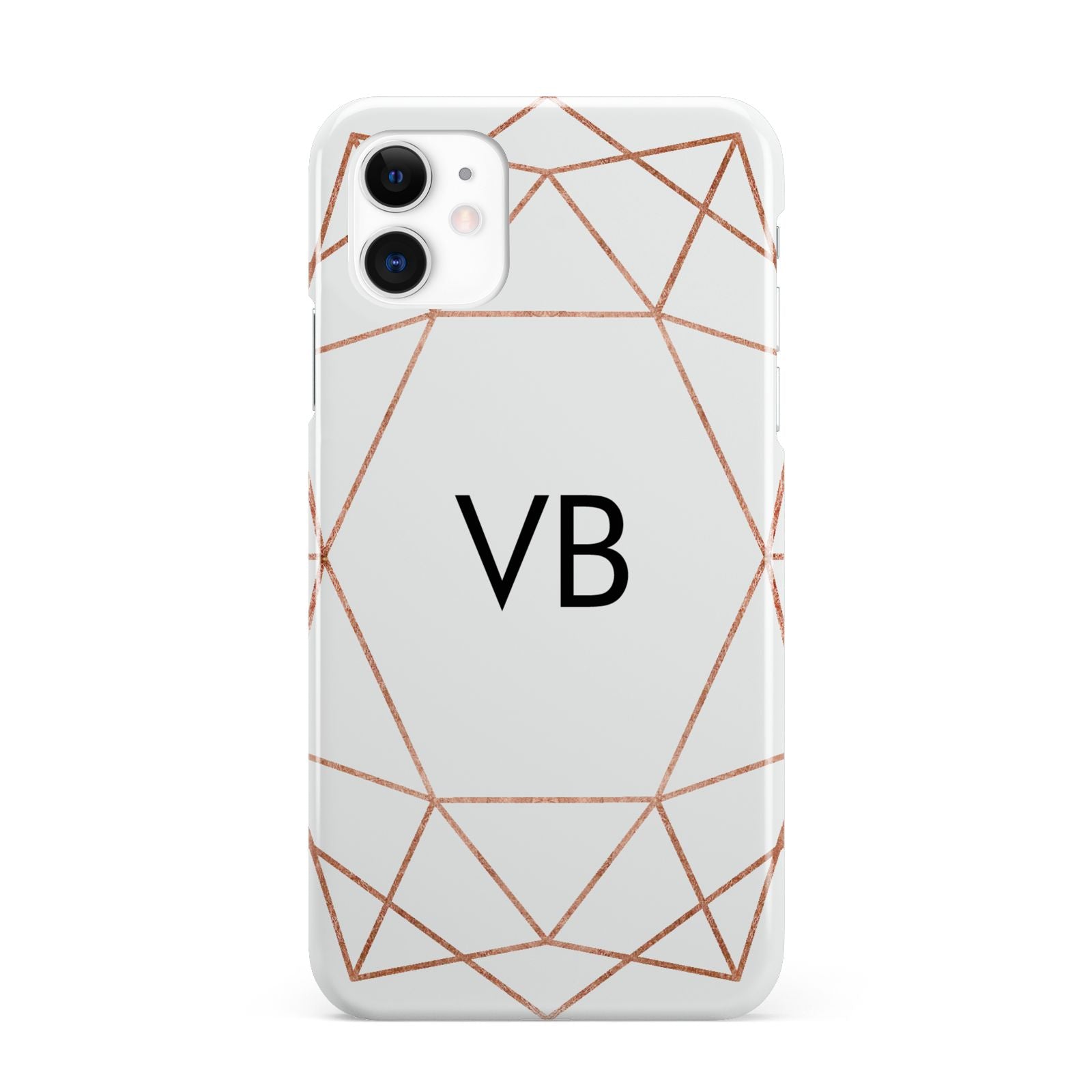 Personalised White Rose Gold Initials Geometric iPhone 11 3D Snap Case