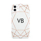 Personalised White Rose Gold Initials Geometric iPhone 11 3D Tough Case