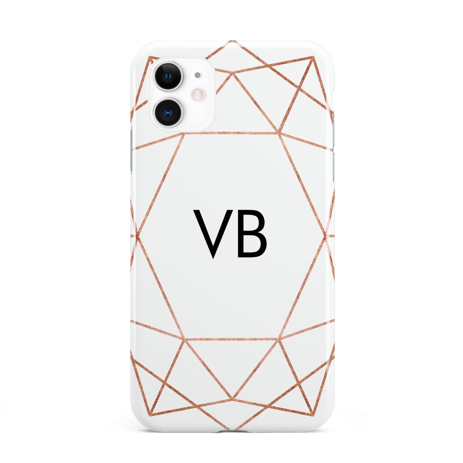Personalised White Rose Gold Initials Geometric iPhone 11 3D Tough Case