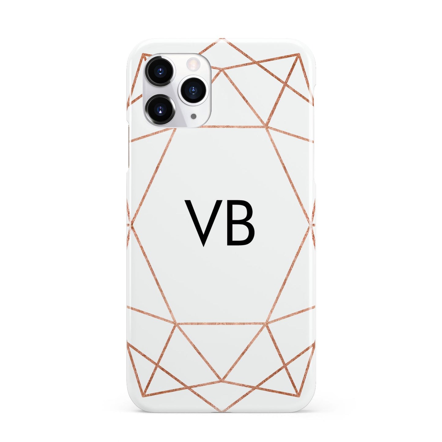 Personalised White Rose Gold Initials Geometric iPhone 11 Pro 3D Snap Case