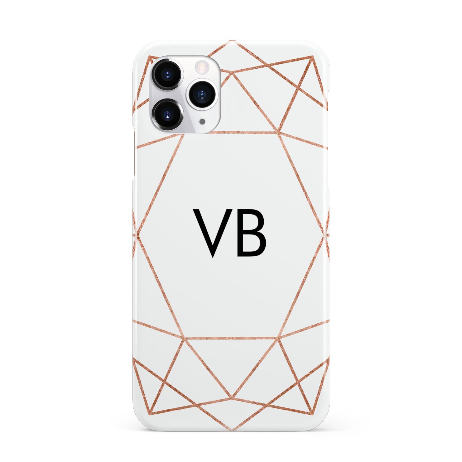 Personalised White Rose Gold Initials Geometric iPhone 11 Pro 3D Snap Case