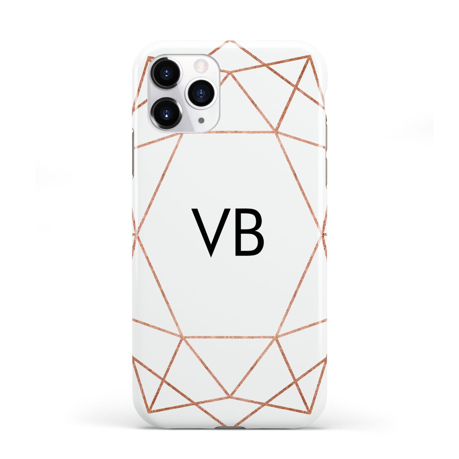 Personalised White Rose Gold Initials Geometric iPhone 11 Pro 3D Tough Case